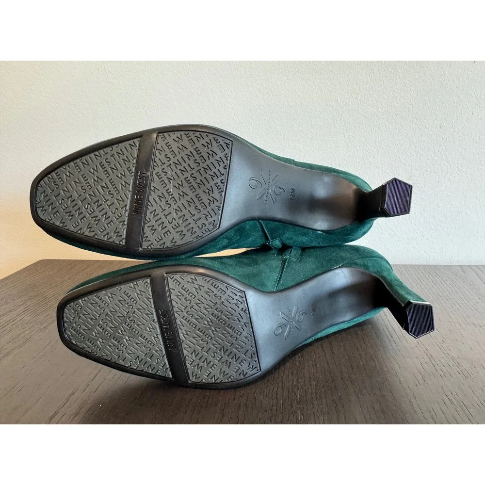 Nine West Nance9x9 Ankle Boots Women 6.5 M Dark Green Suede Stiletto Heel